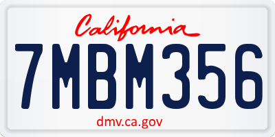 CA license plate 7MBM356