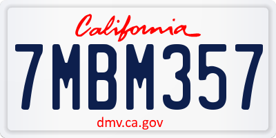 CA license plate 7MBM357