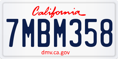 CA license plate 7MBM358