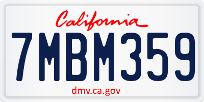 CA license plate 7MBM359