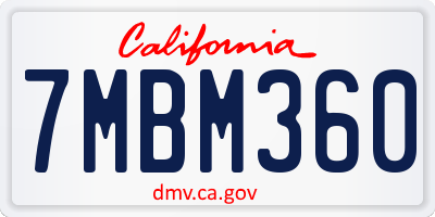 CA license plate 7MBM360