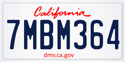 CA license plate 7MBM364