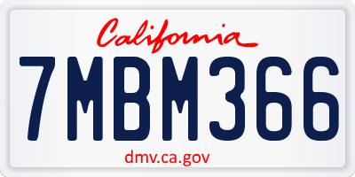 CA license plate 7MBM366