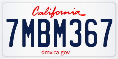 CA license plate 7MBM367