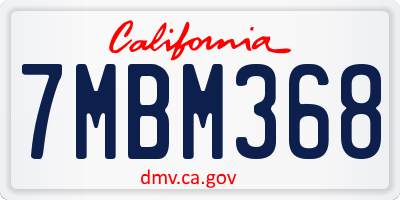 CA license plate 7MBM368