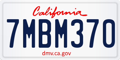 CA license plate 7MBM370