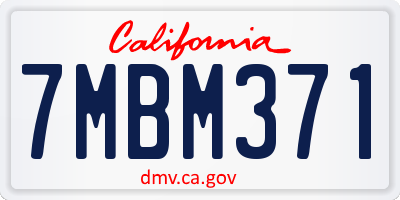 CA license plate 7MBM371
