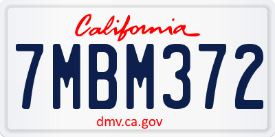 CA license plate 7MBM372
