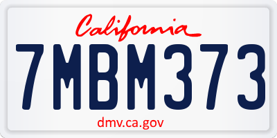 CA license plate 7MBM373