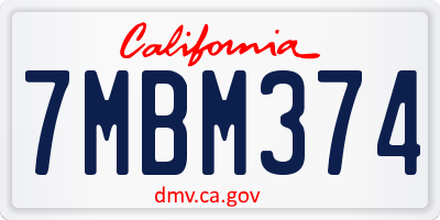 CA license plate 7MBM374