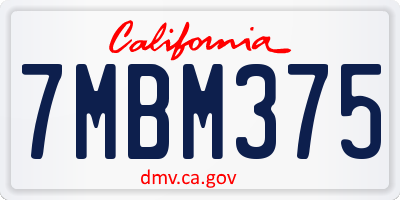 CA license plate 7MBM375