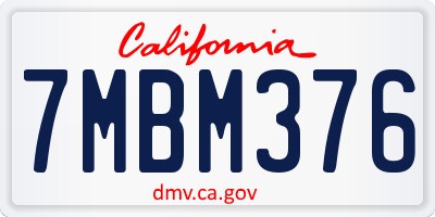 CA license plate 7MBM376