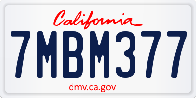 CA license plate 7MBM377