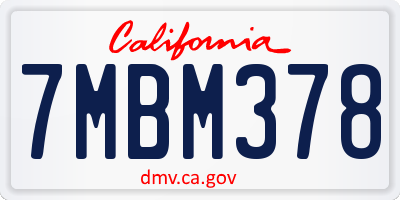 CA license plate 7MBM378