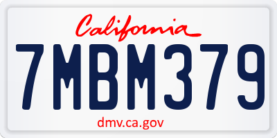 CA license plate 7MBM379