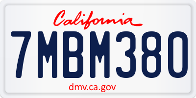CA license plate 7MBM380