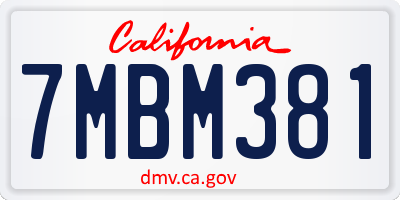 CA license plate 7MBM381