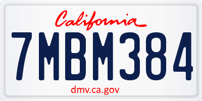 CA license plate 7MBM384