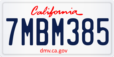 CA license plate 7MBM385