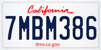 CA license plate 7MBM386