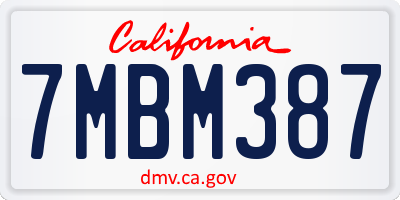 CA license plate 7MBM387