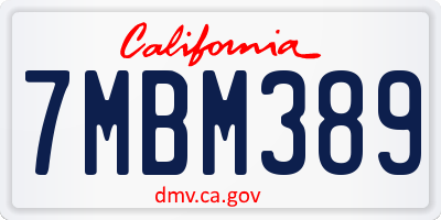 CA license plate 7MBM389