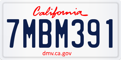 CA license plate 7MBM391