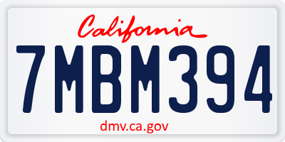 CA license plate 7MBM394