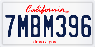 CA license plate 7MBM396