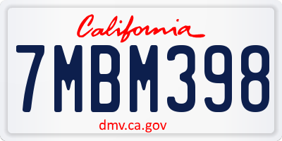 CA license plate 7MBM398