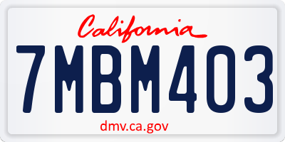 CA license plate 7MBM403