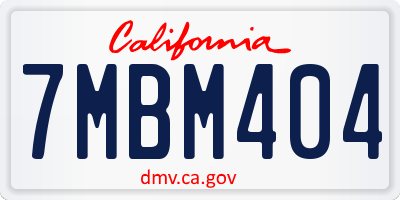 CA license plate 7MBM404
