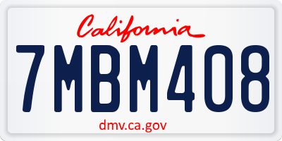 CA license plate 7MBM408