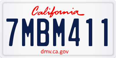 CA license plate 7MBM411