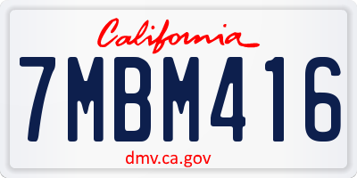 CA license plate 7MBM416