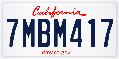 CA license plate 7MBM417