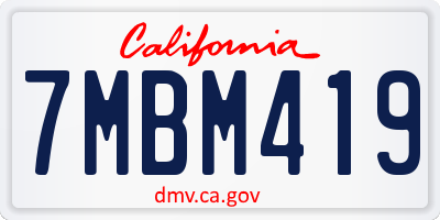 CA license plate 7MBM419