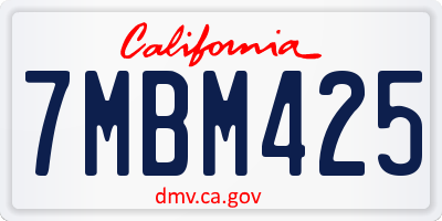 CA license plate 7MBM425