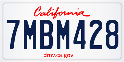 CA license plate 7MBM428