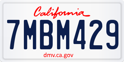 CA license plate 7MBM429