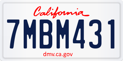 CA license plate 7MBM431