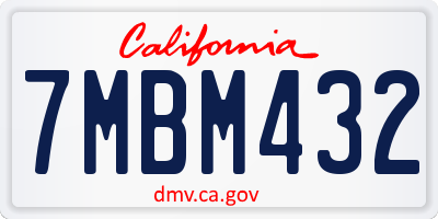 CA license plate 7MBM432
