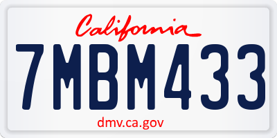 CA license plate 7MBM433