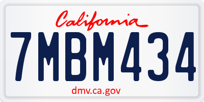 CA license plate 7MBM434
