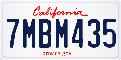 CA license plate 7MBM435