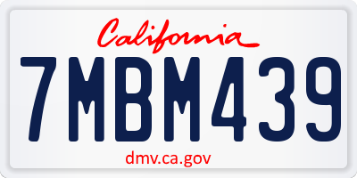 CA license plate 7MBM439