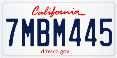 CA license plate 7MBM445