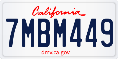 CA license plate 7MBM449