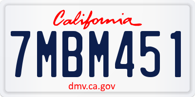 CA license plate 7MBM451