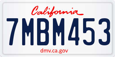 CA license plate 7MBM453